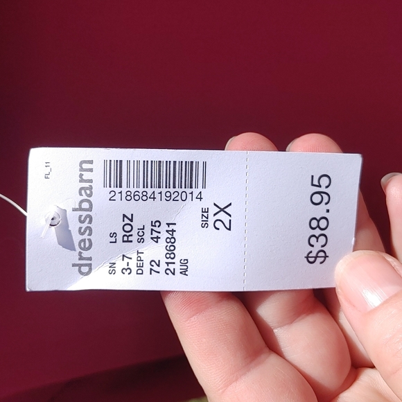 Maroon 3/4 bell sleeve pearl accent blouse - Picture 5 of 8